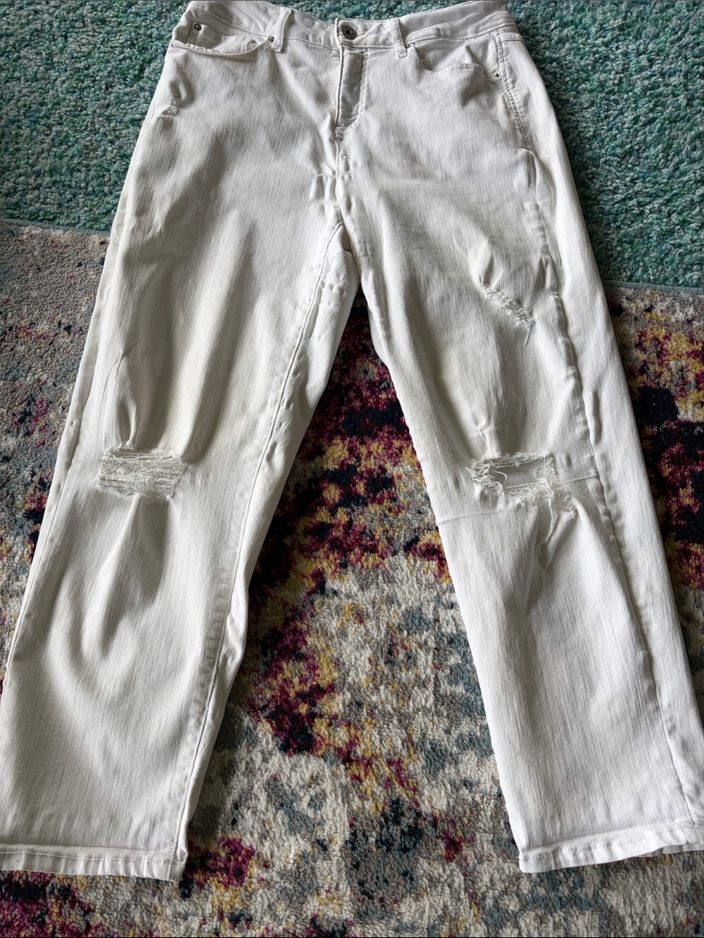 INC International Concepts White Jeans with Branded Waist Label
